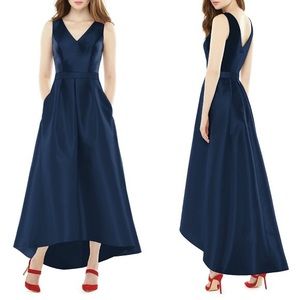 Alfred Sung High/Low Sateen Twill Gown